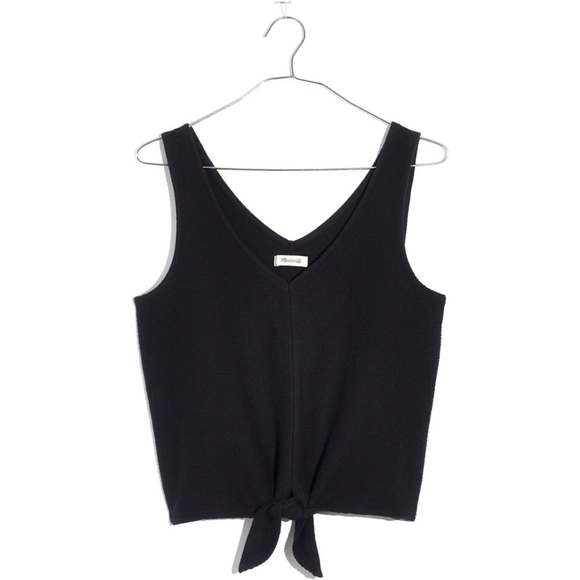 Madewell Tops - Madewell Texture & Thread Tie Front Tank Top Black